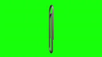 3D rendering of a paperclip on a green background video