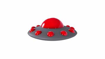 3D rendering of a futuristic flying saucer with red highlights video