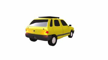 3D rendering of a yellow toy car in a clean, simple environment video