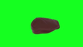 3D rendering of a smooth chocolate shape on a bright green background video