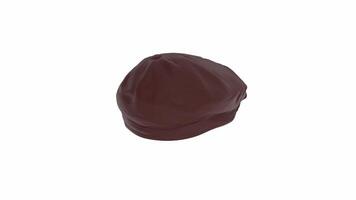 3D rendering of a brown flat cap on a white background video