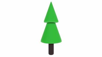 Simple 3D rendering of a green pine tree in a minimalist design video