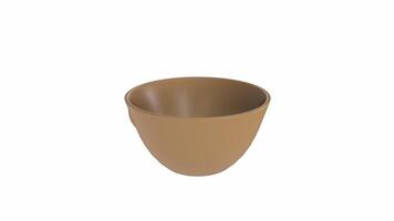 3D rendering of a minimalist brown bowl on a plain background video