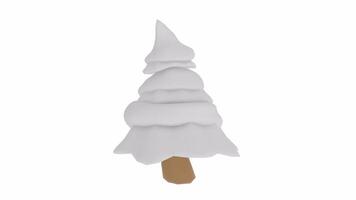 3D rendering of a stylized snow-covered tree with a brown trunk video