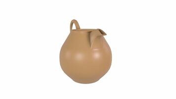 Realistic 3D rendering of a clay jug on a plain background video
