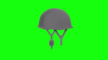 3D rendering of a military helmet on a bright green background video