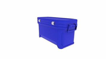 Detailed 3D rendering of a blue storage box in a minimal setting video