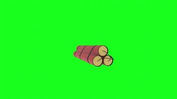 3D rendering of dynamite on a green background video