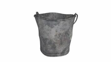 3D rendered metal bucket with weathered texture and rusty handle video