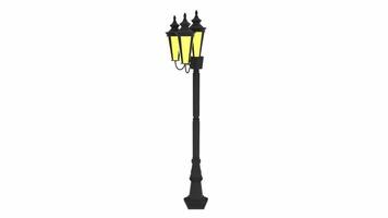 3D rendering of a vintage streetlamp design in a park setting at dusk video