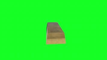 3D rendering of a wooden block on a bright green background video