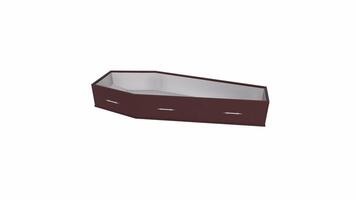 3D rendering of a wooden coffin in a neutral background setting video