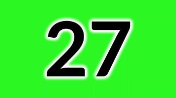 30 seconds countdown timer animation black number on green screen from 30 to 0 seconds. Green background with black number video