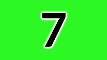 10 seconds countdown timer animation black number on green screen from 10 to 0 seconds. Green background with black number video