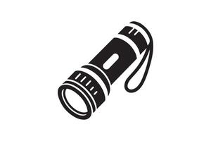 A black and white image of a flashlight vector