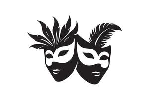 Two masks with feathers on them are shown vector