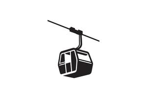 A black and white image of a cable car vector