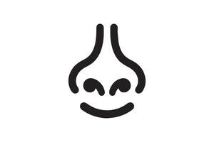A black and white logo of a nose with a smile vector