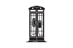 A black and white illustration of a telephone booth vector