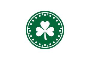 A green shamrock logo on a white background vector