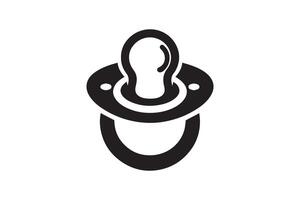 A black and white illustration of a pacifier vector