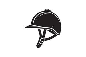 A black and white illustration of a horse helmet vector