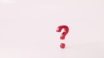 Cartoon question mark, faq problem solution symbol, 3d rendering. video