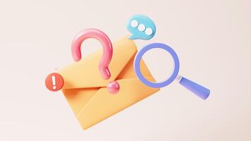 Emails with warning signs, junk mail, important mail, 3d rendering. video
