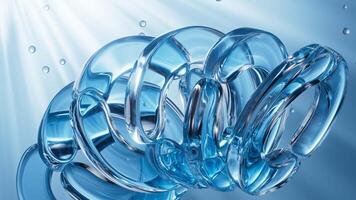 Abstract transparent geometry, glass ring, 3d rendering. video