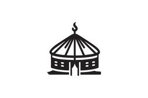 A black and white logo of a building with a dome vector