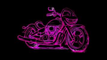 Neon frame effect, Joyful Motorcycle on black background video