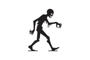 A silhouette of a zombie walking on a white background vector