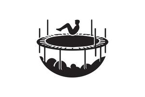 A black and white logo of a man on a trampoline vector