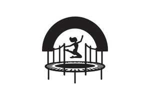 A black and white logo of a trampoline vector