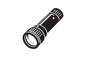 A black and white drawing of a flashlight vector