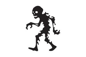 A silhouette of a zombie walking on the ground vector