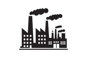 Industrial factory icon, black and white illustration vector