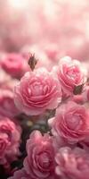 Beautiful pink roses blooming in a garden during springtime photo
