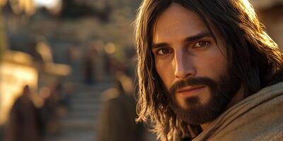 Jesus Christ sharing wisdom with his followers in a historical setting photo