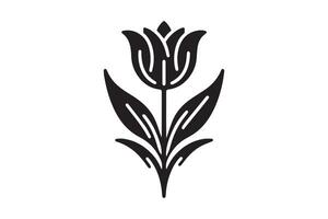 A black and white illustration of a tulip vector