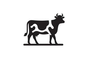 A black and white cow silhouette on a white background vector
