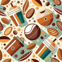 Coffee and coffee beans pattern vector
