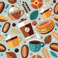 Coffee and tea seamless pattern with coffee and tea vector