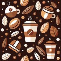 Coffee and coffee beans pattern with a cup and a coffee bean vector