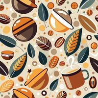 A pattern with coffee and nuts vector