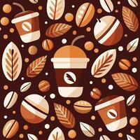 Coffee and nuts pattern with a cup and a nut vector