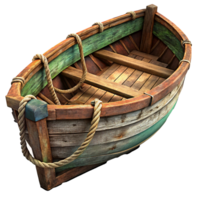 Old Wooden Boat with Rustic Rope png