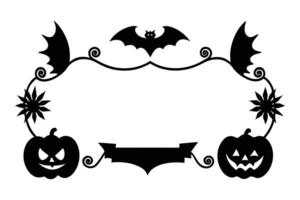 Halloween frame with bats and pumpkins vector