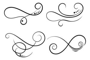 A set of four different calligraphy swirls elements vector