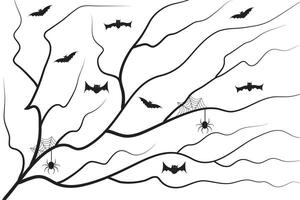 Halloween tree with bats and spiders vector